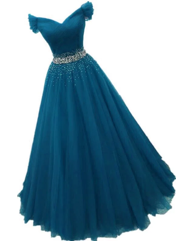 Charming Tulle Off Shoulder Sequins Long Party Dress, A-line Ball Gown Prom Dress Lace Sexy Club Charming Tulle Off Shoulder Sequins Long Party Dress, A-line Ball Gown Prom Dress Lace Sexy Club