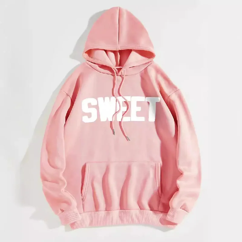 Letter Print Kangaroo Hoodie Hoodie with Snap Buttons Easy Quick