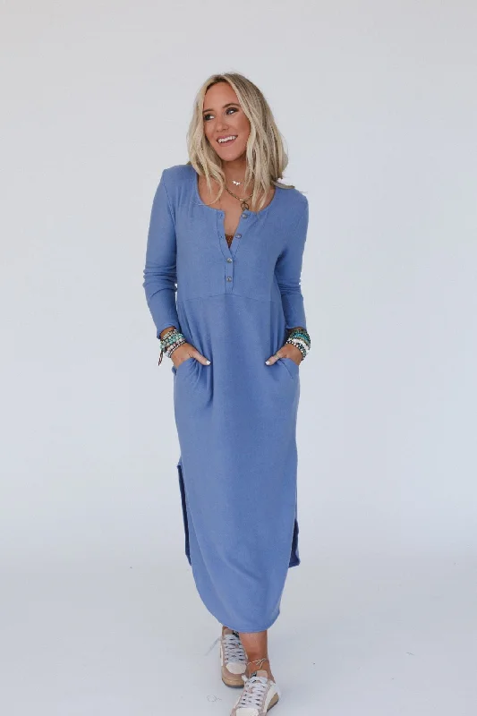 The Nest Simply Comfort Dress - Denim Halter Neckline Beach
