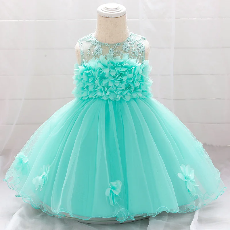 Baby Girl Birthday Dresses Toddler Summer Lace Sleeveless Formal Princess Dress Boatneck Modish Everyday