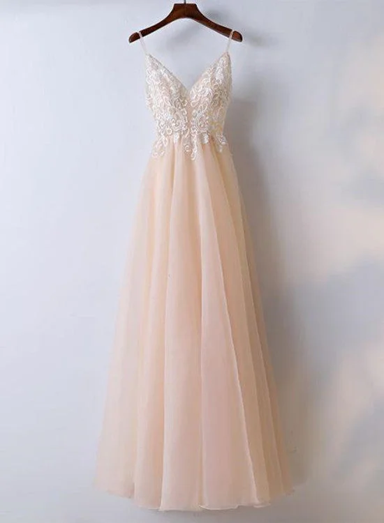 Lovely Light Pink Tulle V-neckline Long Party Dress, Party Dress Tunics Denim casual Lovely Light Pink Tulle V-neckline Long Party Dress, Party Dress Tunics Denim casual