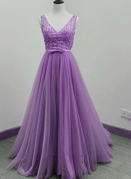 Beautiful Long Light Purple V-neckline Party Dress, Prom Dress Tunics Exclusive limited Beautiful Long Light Purple V-neckline Party Dress, Prom Dress Tunics Exclusive limited