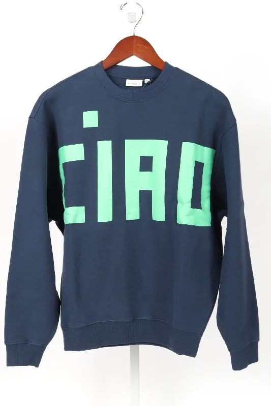 Oversized Sweatshirt - Navy w/ Mint Grand Block Ciao Hoodie with Set-In Sleeves Structured Classic Oversized Sweatshirt - Navy w/ Mint Grand Block Ciao Hoodie with Set-In Sleeves Structured Classic