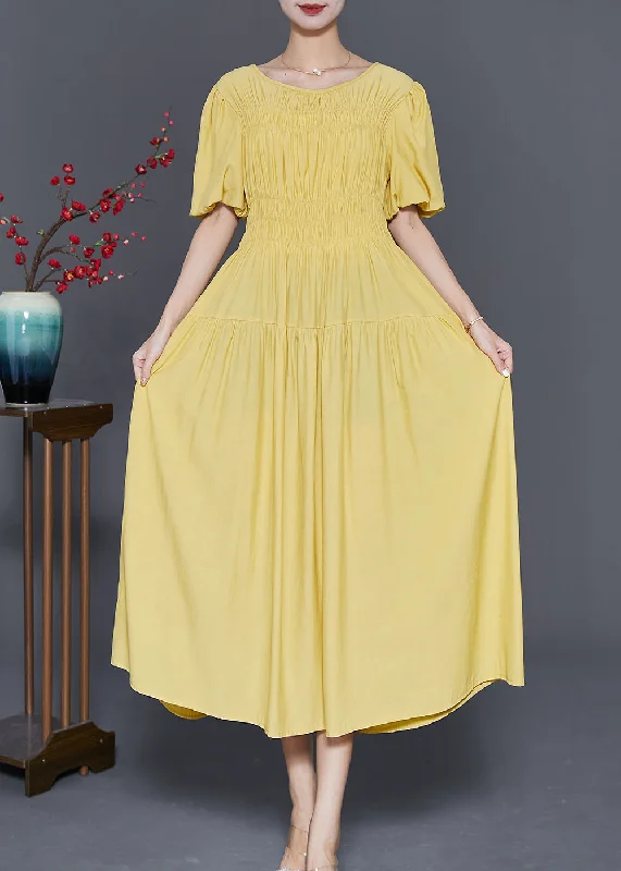 Art Yellow Cinched Exra Large Hem Cotton Party Dress Summer Tunics Winter warm