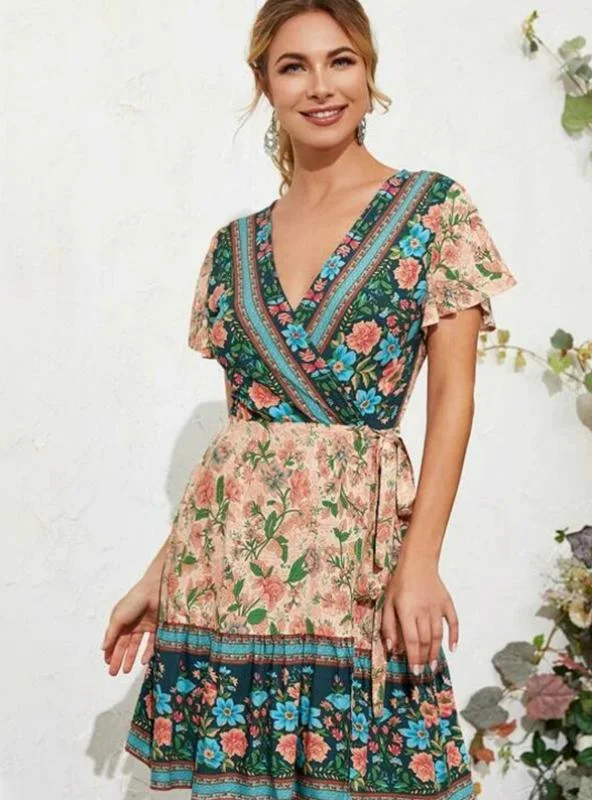 SLEEVES FLARED SLEEVES BEACH DRESS Tunics Long Elegant