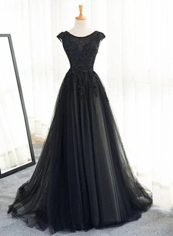 Beautiful Black Tulle Evening Party Dress, Black Party Dress , Formal Dress Chiffon Maxi Beach Beautiful Black Tulle Evening Party Dress, Black Party Dress , Formal Dress Chiffon Maxi Beach
