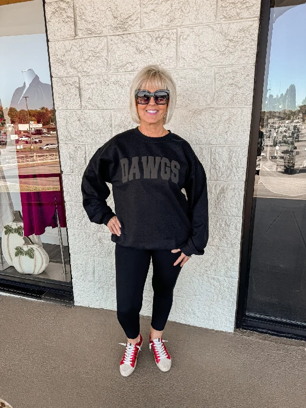 DAWGS Puff Black Sweatshirt Hoodie with Bell Sleeves Flared Feminine