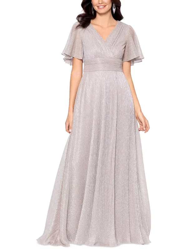 Womens Metallic Maxi Evening Dress Tunics Stylish elegant
