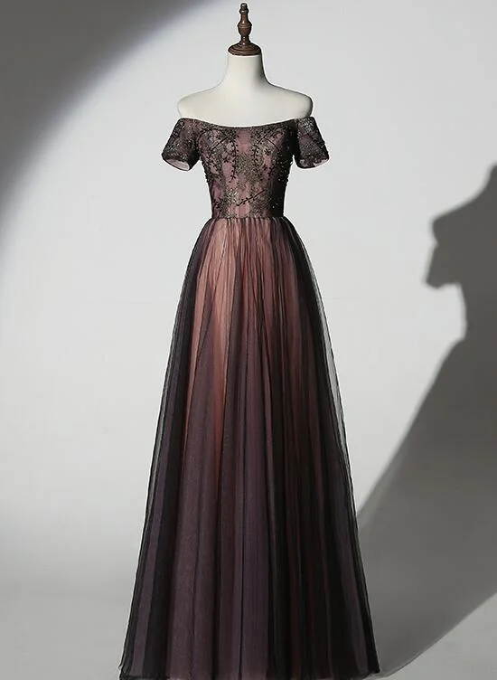 Charming Off the Shoulder Tulle New Style Party Dress, Long Party Gown Tunics Chic elegant Charming Off the Shoulder Tulle New Style Party Dress, Long Party Gown Tunics Chic elegant