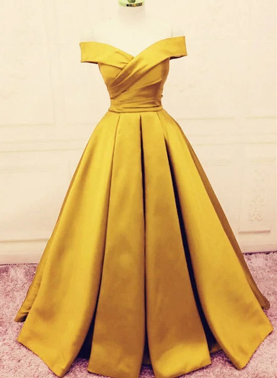 Beautiful Gold Satin A-line Lace-up Long Prom Dress, Party Dress Tunics Travel practical Beautiful Gold Satin A-line Lace-up Long Prom Dress, Party Dress Tunics Travel practical