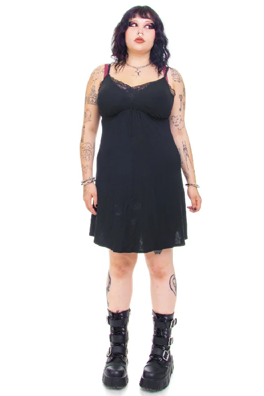 Vintage Y2K Little Black Lace Dress - XL Boatneck Modish Everyday