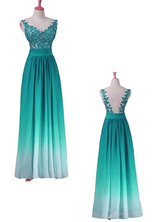 Unique Gradient Formal Dress , Chiffon Long Party Dress with Lace Applique Off-the-shoulder Bohemian Festive Unique Gradient Formal Dress , Chiffon Long Party Dress with Lace Applique Off-the-shoulder Bohemian Festive