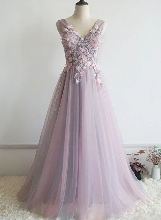 Lovely Pink V-neckline Floral Lace Party Dress, Pink Formal Dress Tunics Chic fashionable Lovely Pink V-neckline Floral Lace Party Dress, Pink Formal Dress Tunics Chic fashionable