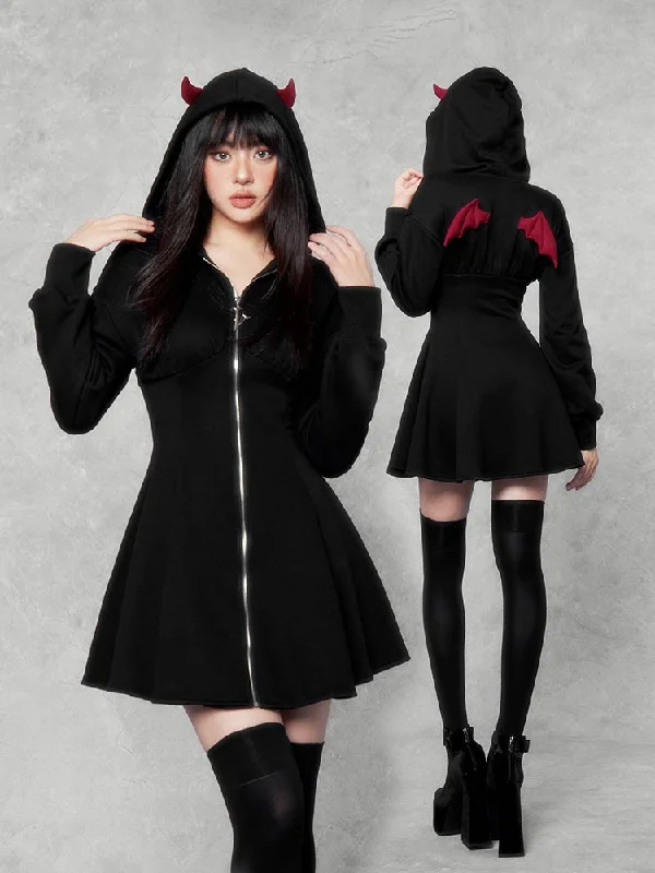 Devil Wing Hoodie Dress Hoodie with Oversized Fit Loose Comfortable