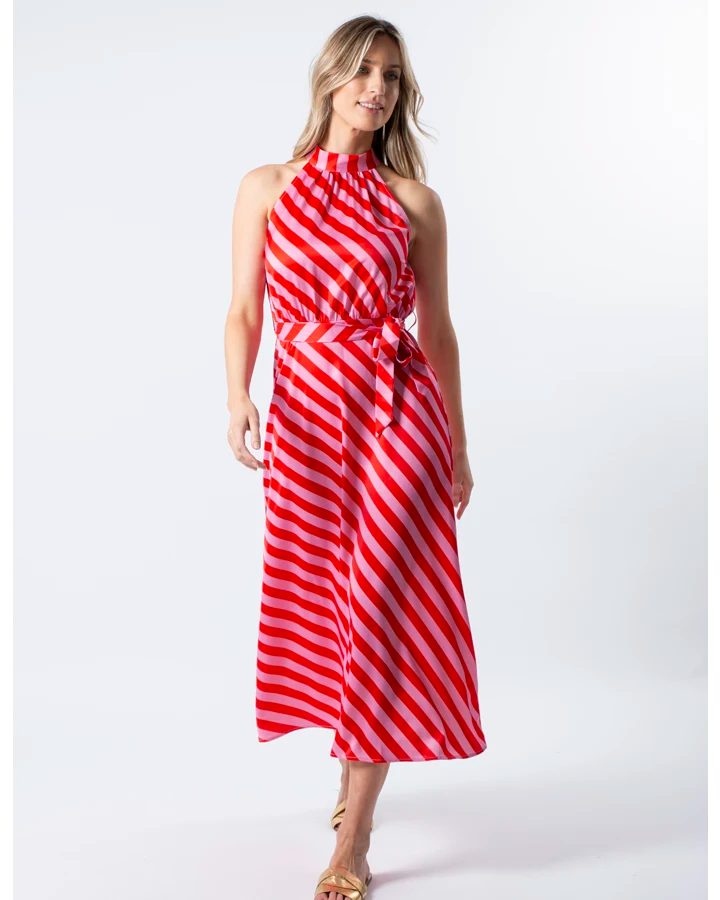 STELLA & GEMMA (LN) "Clementine" Red + pink stripe dress! 10 Tunics Formal black