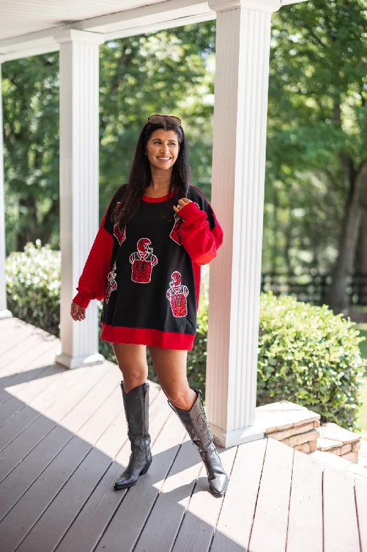 Sequin Uniform Black Gameday Sweatshirt Hoodie with Belted Waist Structured Tailored Sequin Uniform Black Gameday Sweatshirt Hoodie with Belted Waist Structured Tailored