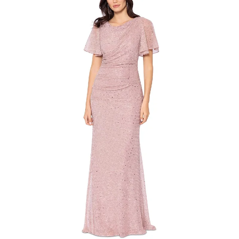 Womens Metallic Embellished Evening Dress Tunics Party sparkling
