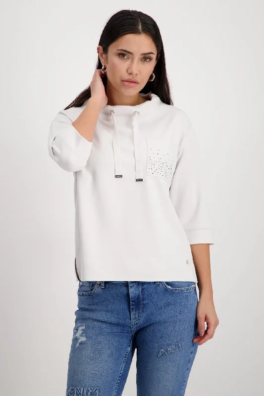 Sweatshirt, bright coral Hoodie with Raw Hem Edgy Unfinished