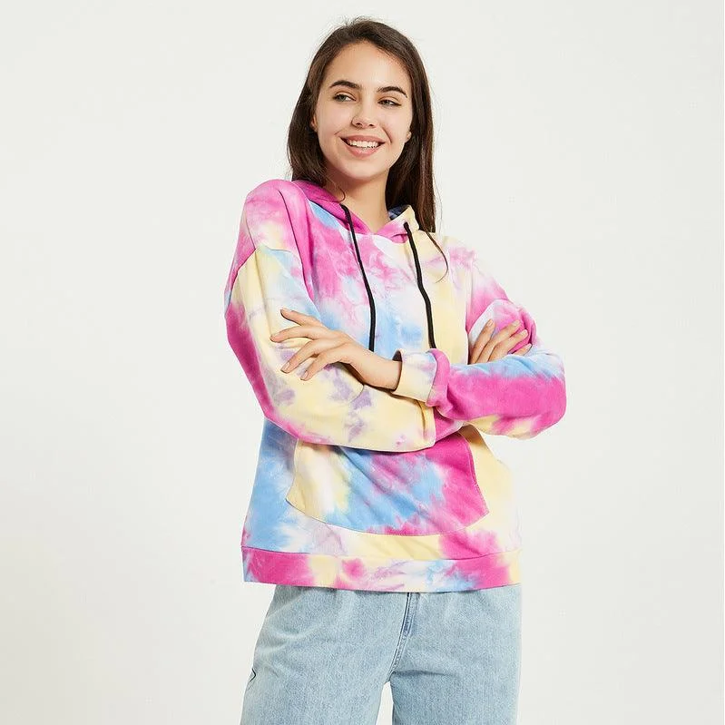 Tie-Dye Loose Fit Hoodie Hoodie with Set-In Sleeves Structured Classic