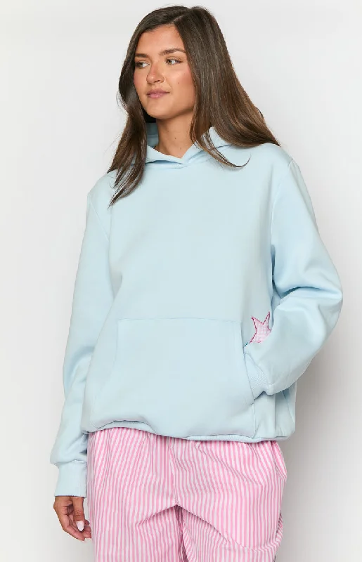 Beginning Light Blue Star Hoodie Hoodie with Longline Fit Extended Stylish