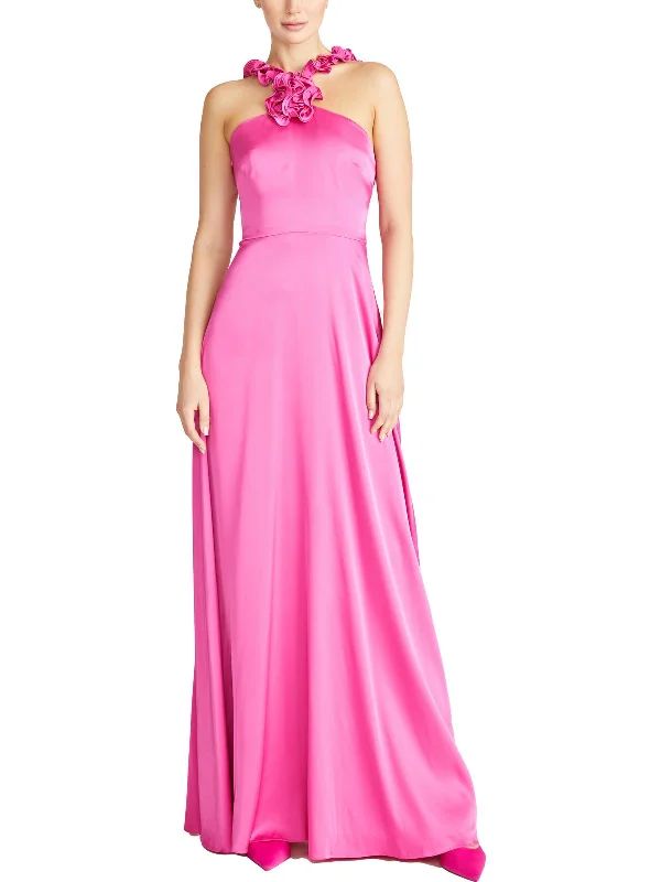 Womens Full Length Halter Evening Dress Tunics Practical easy-care