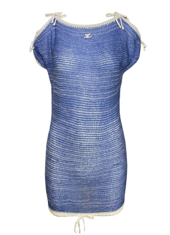 Courrèges Late 1970s Blue Space Dye Knit Dress Tunics Essential wardrobe
