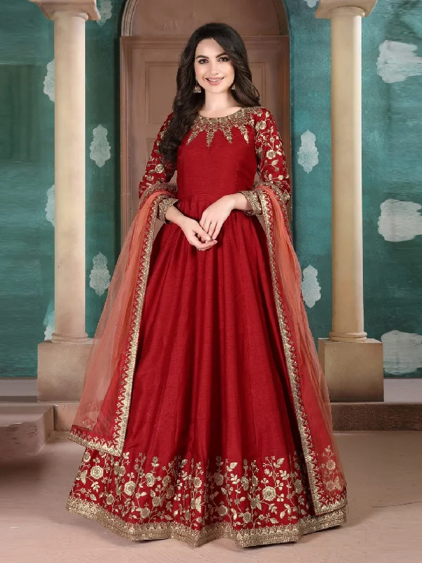 Art Silk Sequins - Anarkali Dress Tunics Print Colorful