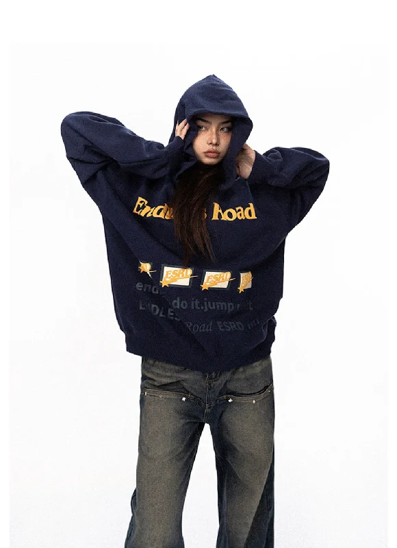 Vintage Vision Hooded Sweatshirt Hoodie with Applique Textured Unique