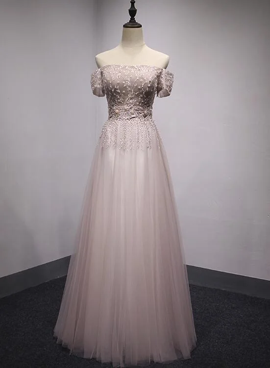 Charming Pink Off Shoulder Party Dress , Long Elegant Junior Party Dress Tunics Mesh breathable Charming Pink Off Shoulder Party Dress , Long Elegant Junior Party Dress Tunics Mesh breathable