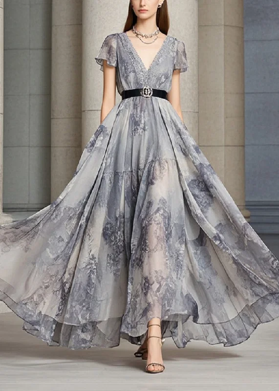 French Grey Cinched Exra Large Hem Chiffon Party Dresses Summer Tunics Favorite customer French Grey Cinched Exra Large Hem Chiffon Party Dresses Summer Tunics Favorite customer