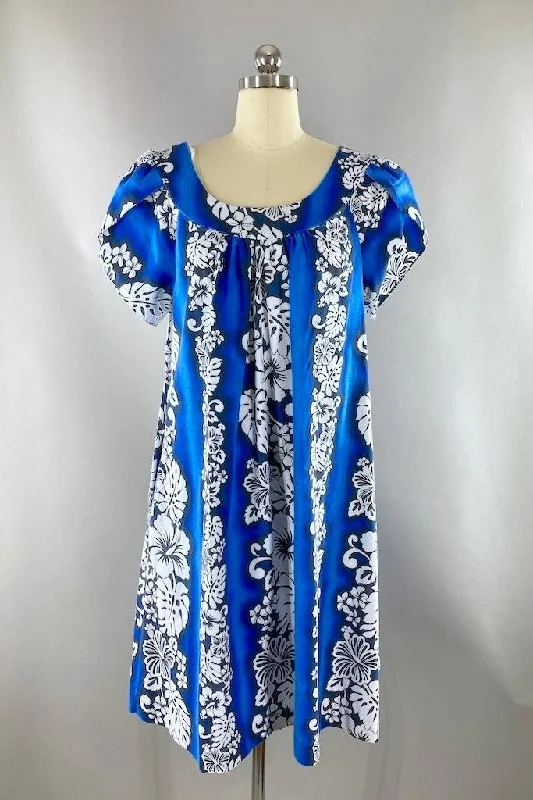 Vintage Blue Hawaiian Caftan Dress Tunics Custom made