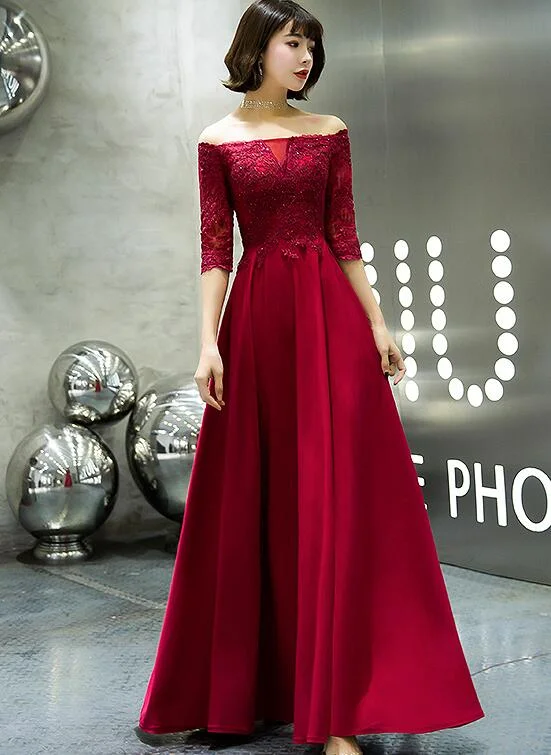 Beautiful Dark Red Off Shoulder Party Dress, New Style Prom Dress Tunics Trendy modern Beautiful Dark Red Off Shoulder Party Dress, New Style Prom Dress Tunics Trendy modern