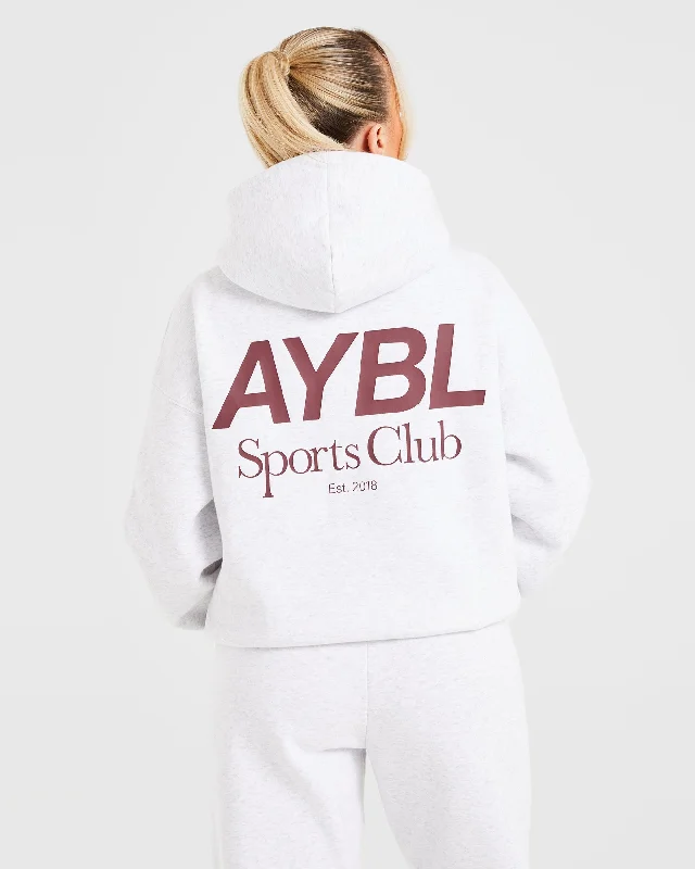 AYBL Sports Club Oversized Hoodie - Grau Marl/Burgundy Hoodie with Neon Bright Vibrant AYBL Sports Club Oversized Hoodie - Grau Marl/Burgundy Hoodie with Neon Bright Vibrant