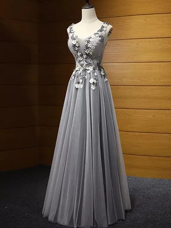 Beautiful Grey Scoop Floor length Tulle Prom Dress,Wedding Party Dress Tunics Canvas sturdy Beautiful Grey Scoop Floor length Tulle Prom Dress,Wedding Party Dress Tunics Canvas sturdy