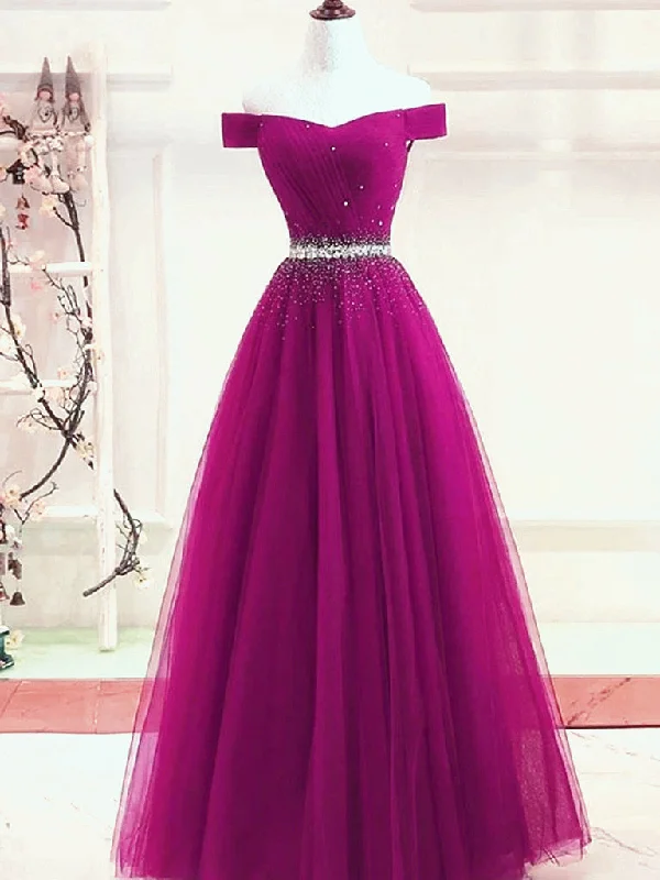 Beautiful Off Shoulder Beaded Tulle Long Party Dress, Junior Prom Dress Tunics Handmade artisanal Beautiful Off Shoulder Beaded Tulle Long Party Dress, Junior Prom Dress Tunics Handmade artisanal
