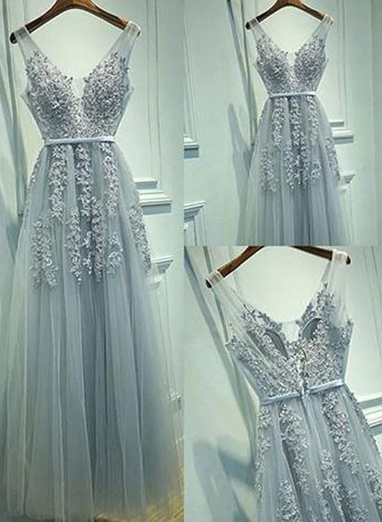 Grey Long Prom Dresses, Party Dresses, Evening Dresses Tunics Party sparkling