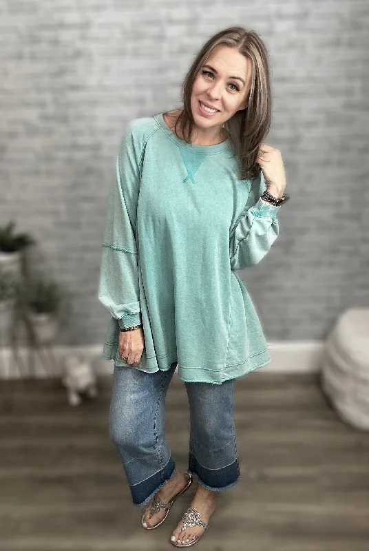 Jade by Jane Oversized Color Wash Sweatshirt with Pockets! Hoodie with Hem Contrast Bold Stylish Jade by Jane Oversized Color Wash Sweatshirt with Pockets! Hoodie with Hem Contrast Bold Stylish