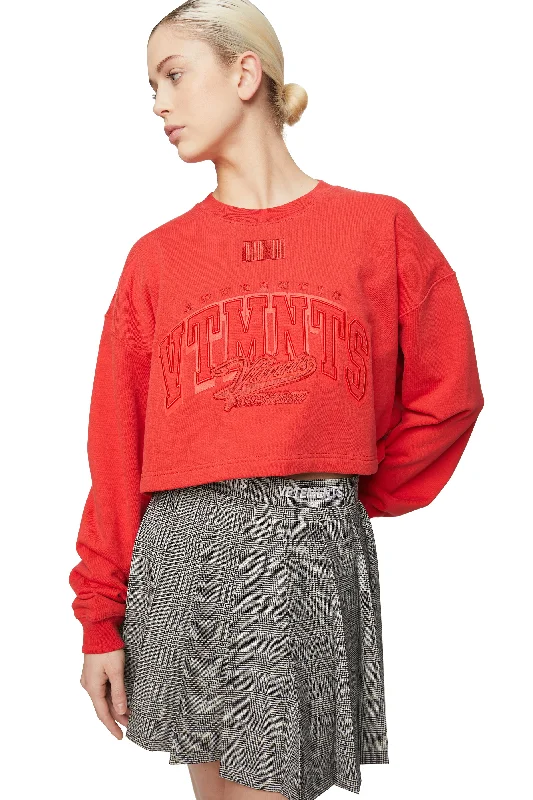 College Cropped Sweatshirt Hoodie with Drop Shoulder Relaxed Streetwear