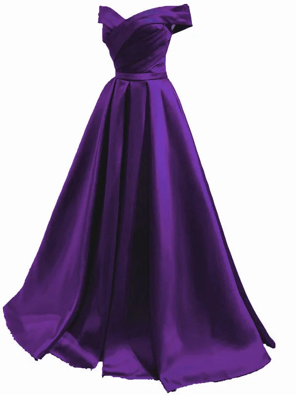Purple Long Satin Sweetheart Off Shoulder Formal Dress, A-line Prom Dress Party Dress Tunics Gym athletic Purple Long Satin Sweetheart Off Shoulder Formal Dress, A-line Prom Dress Party Dress Tunics Gym athletic