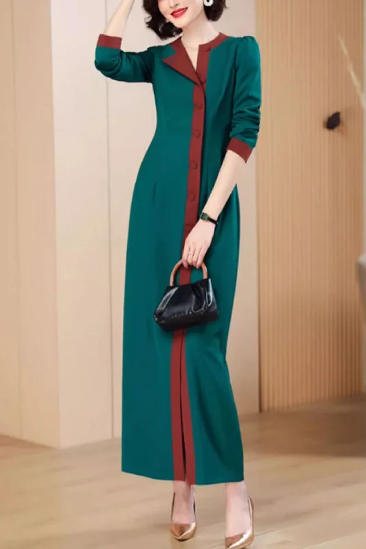 Elegant patchwork long dress women 4789 Tunics Leisure comfortable
