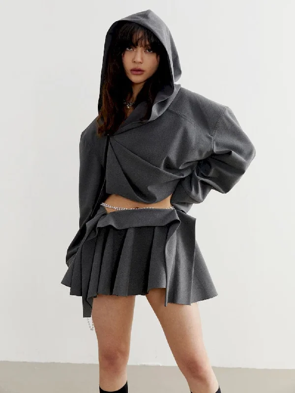 Elevate Hoodie: Stylish Loose Cropped Tops Hoodie with Monochrome Minimalist Simple