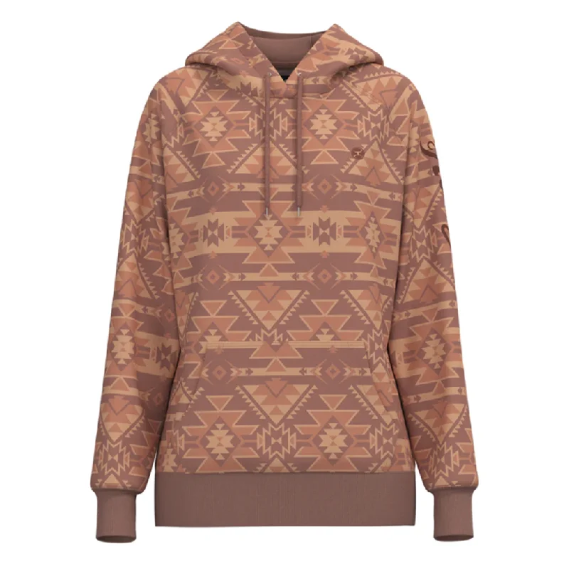 Hooey Women's Telluride Pink & Tan Aztec Hoodie Hoodie with Embroidery Detailed Premium