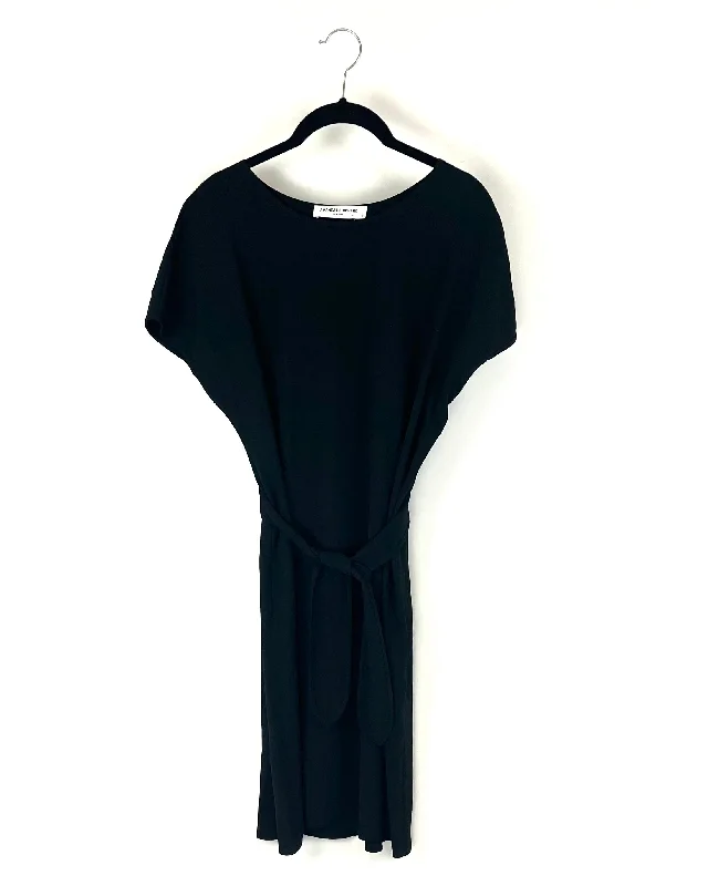 Black Tie Waist Dress - Small Tunics Modern contemporary