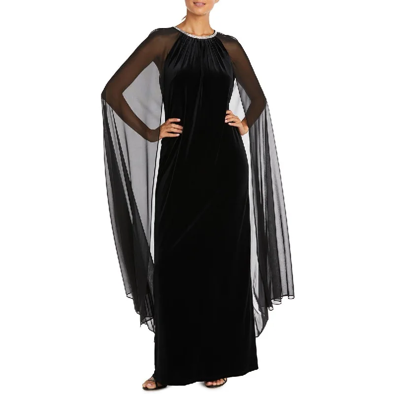 Womens Velvet Full Length Evening Dress Tunics Ceremony elegant