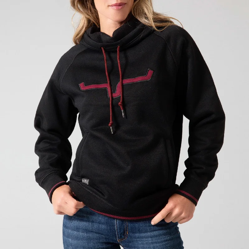 Kimes Ranch Women's Black Horns 2 Scoop Hoodie Hoodie with Hood Adjustable Protection