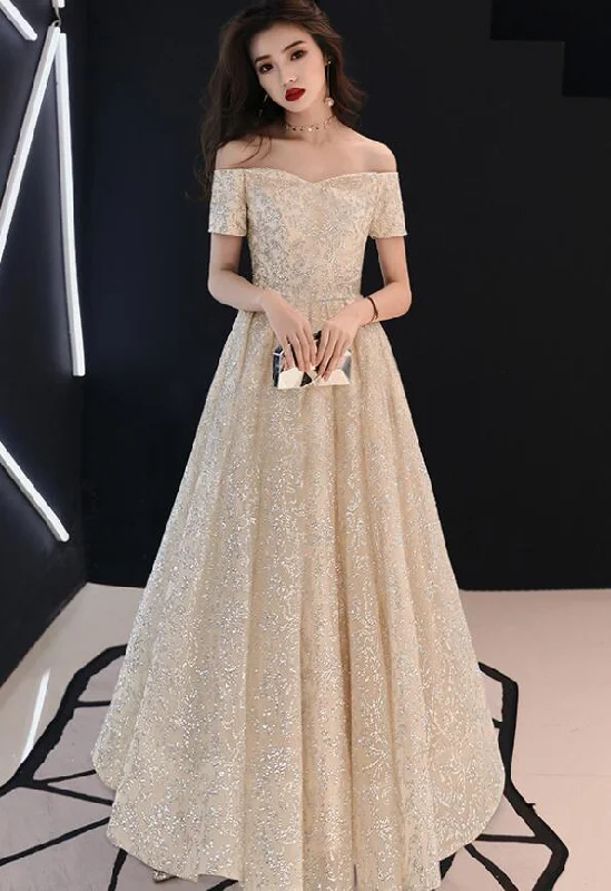 Beautiful Off Shoulder Gold Long Prom Dress , Junior Party Dress Tunics Office stylish Beautiful Off Shoulder Gold Long Prom Dress , Junior Party Dress Tunics Office stylish