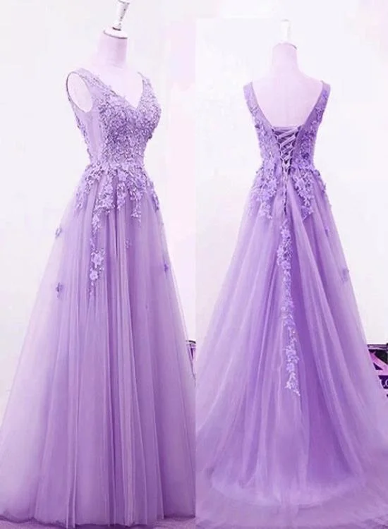 Beautiful Light Purple Tulle A-line Party Dress , Long Formal Gown Tunics Solid Classic Beautiful Light Purple Tulle A-line Party Dress , Long Formal Gown Tunics Solid Classic