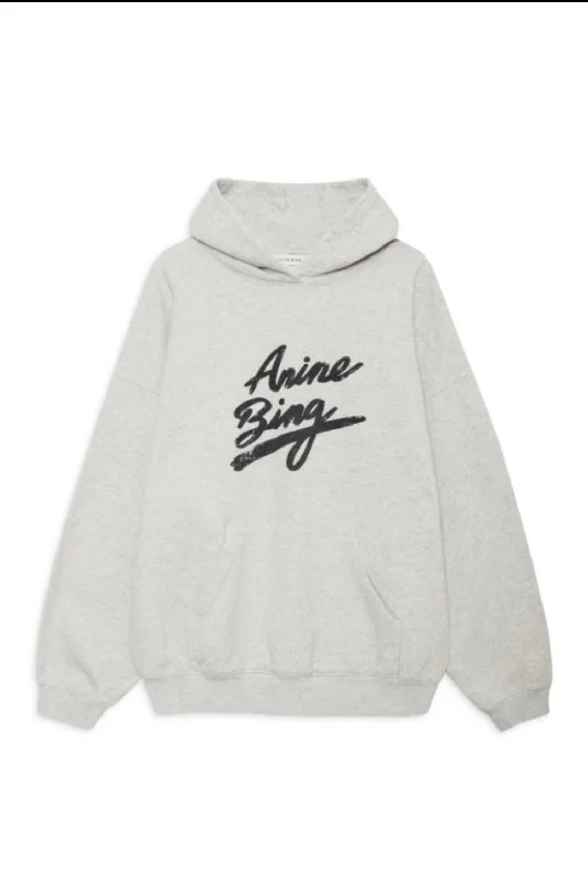 Anine Bing - Harvey Sweatshirt (heather grey) Hoodie with Hem Lace Feminine Delicate