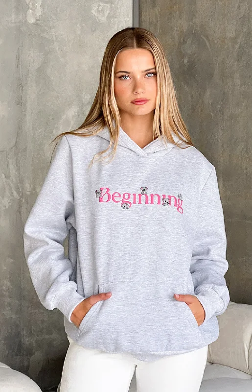 Beginning Grey Marl Koala Bubble Hoodie Hoodie Jacket Zipper Layering