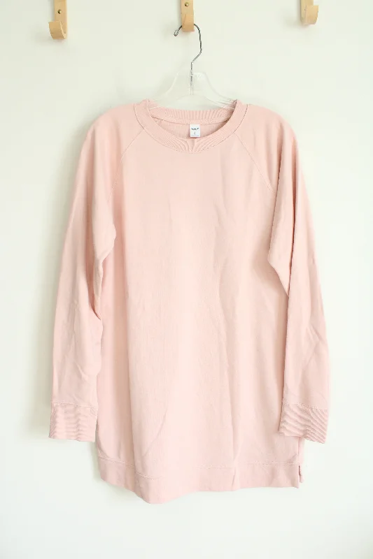 Old Navy Active Light Pink Long Sweatshirt | S Tall Hoodie with Elastic Waist Stretchable Comfortable Old Navy Active Light Pink Long Sweatshirt | S Tall Hoodie with Elastic Waist Stretchable Comfortable